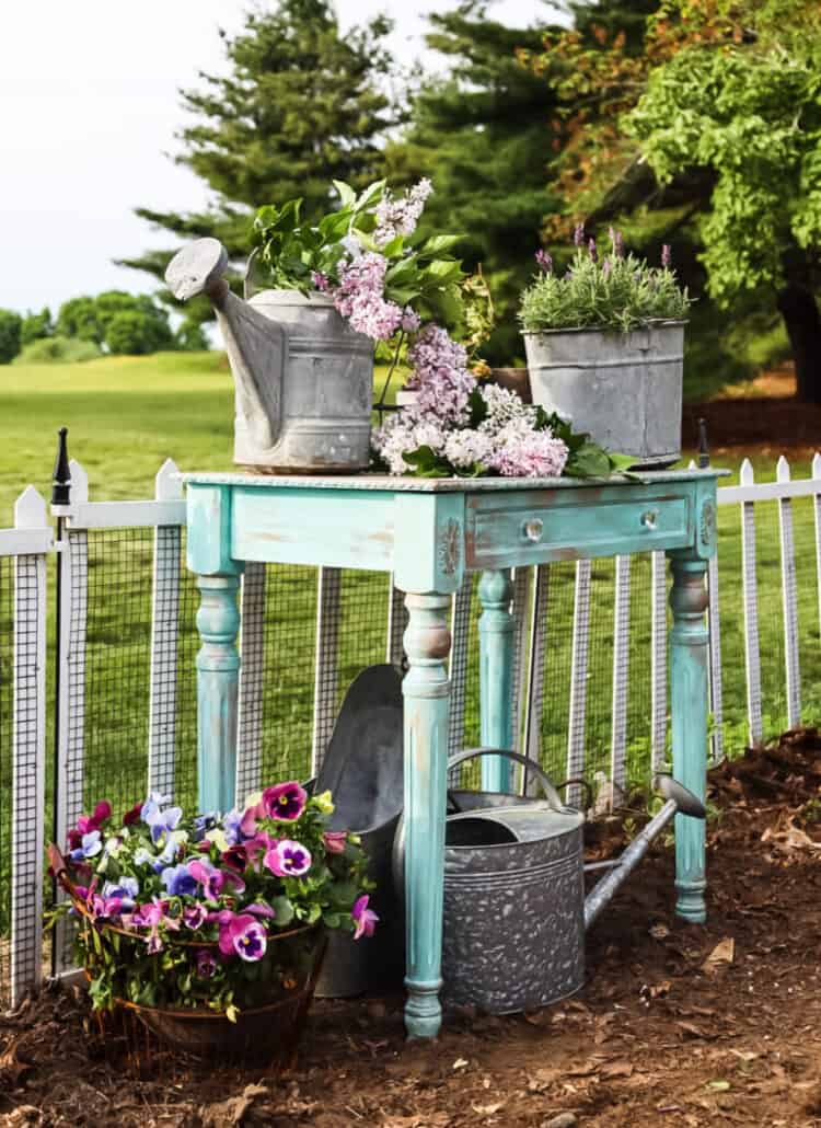 french country potting bench