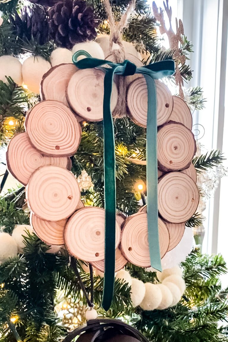 wood slice wreath ornament