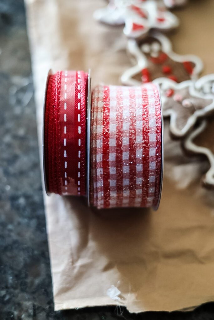 red gigham and red ribbon rolls