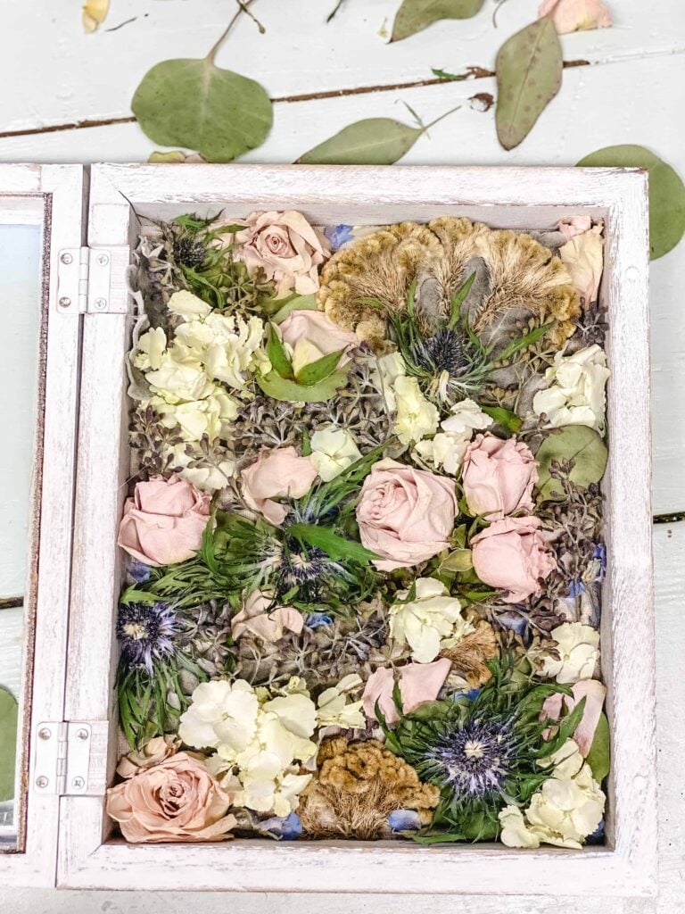 shadowbox with flowers