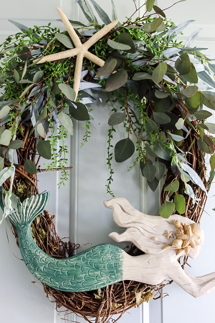 coastal mermaid wreath on front door