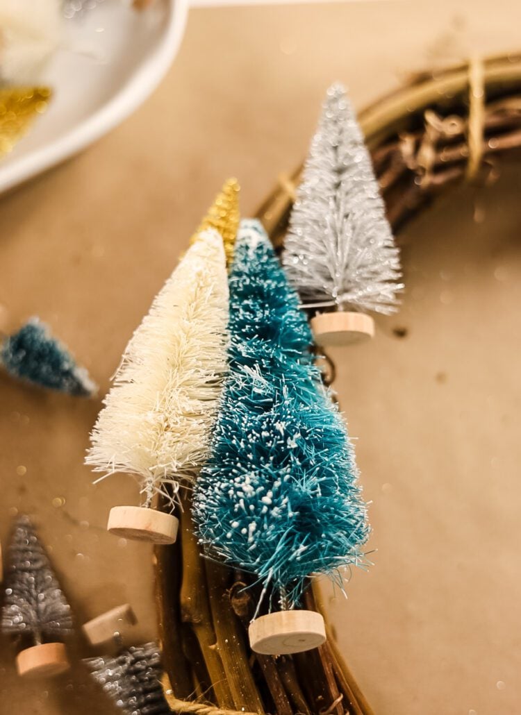 making a bottle brush wreath