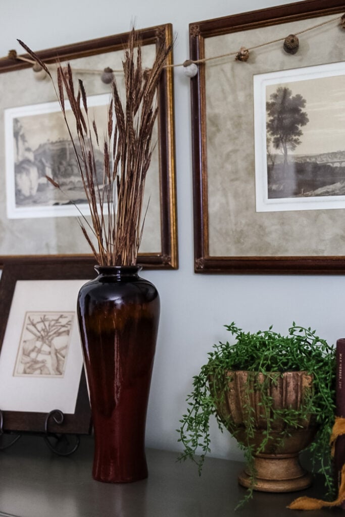 tall vase with dried wheat