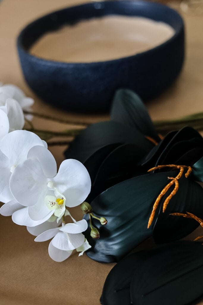 materials to create a faux orchid arrangement