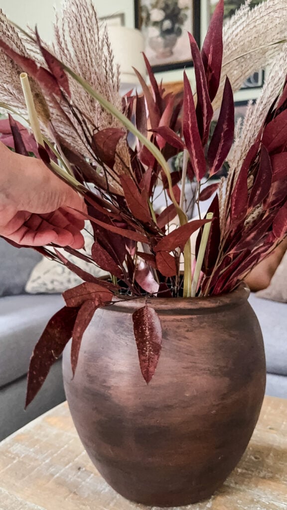 making a dried flower arrangement