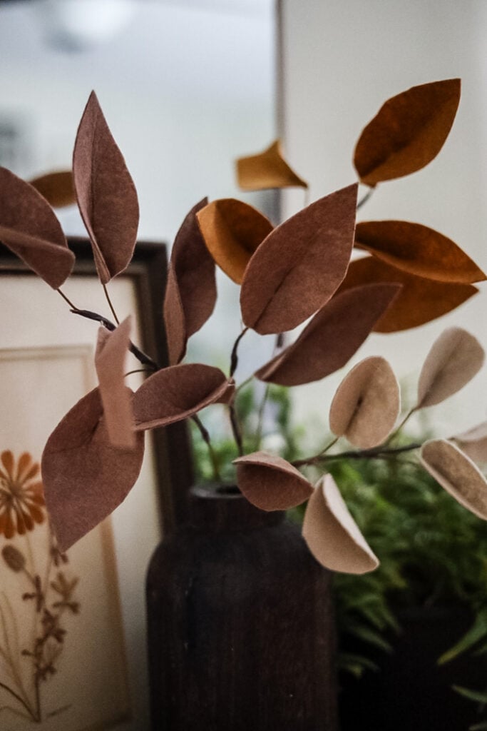 vase of felt leaf stems