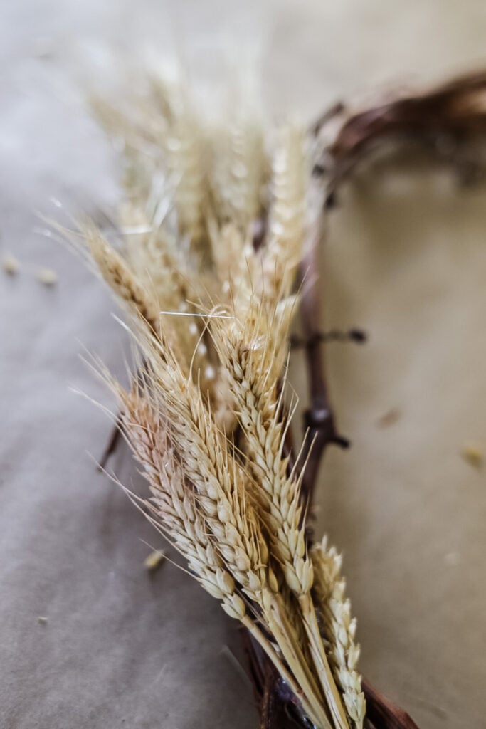 dried wheat stalks on wreath