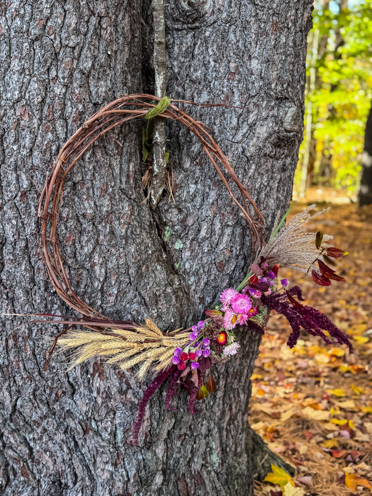 wreath hanging on a tree