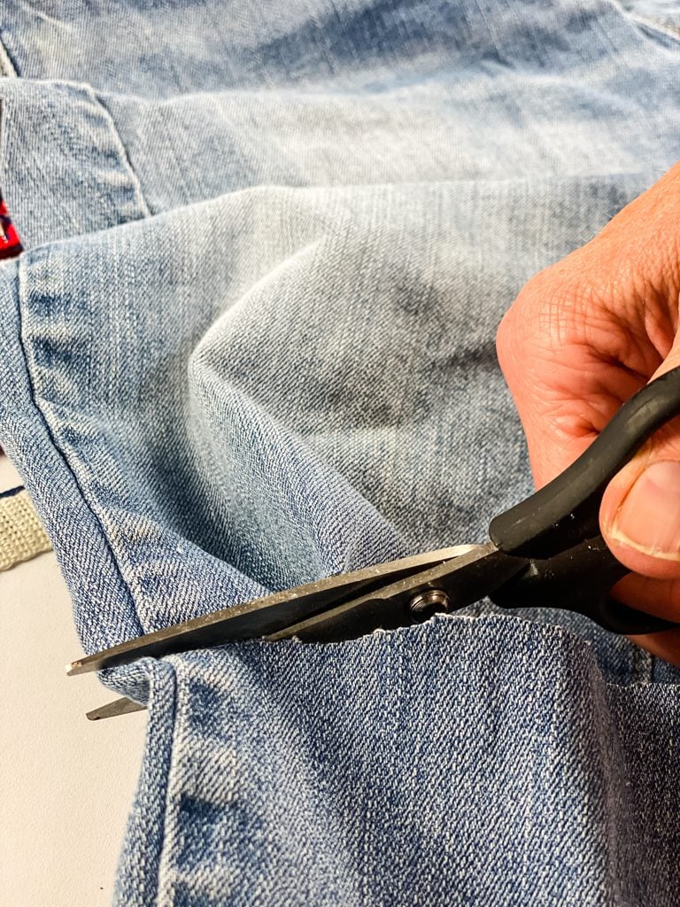 cutting jeans