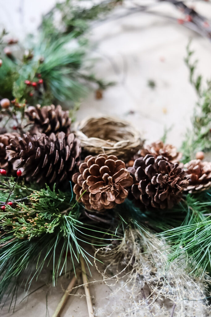 pinecones on a wreath