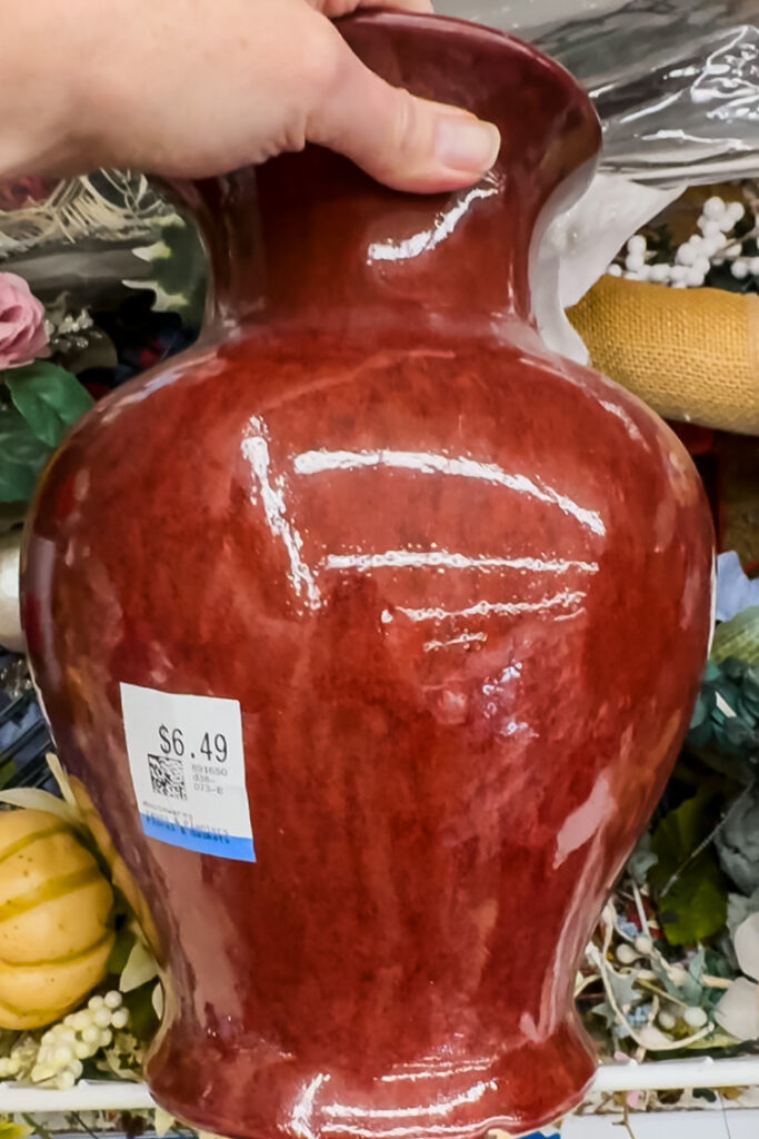 red thrift store vase