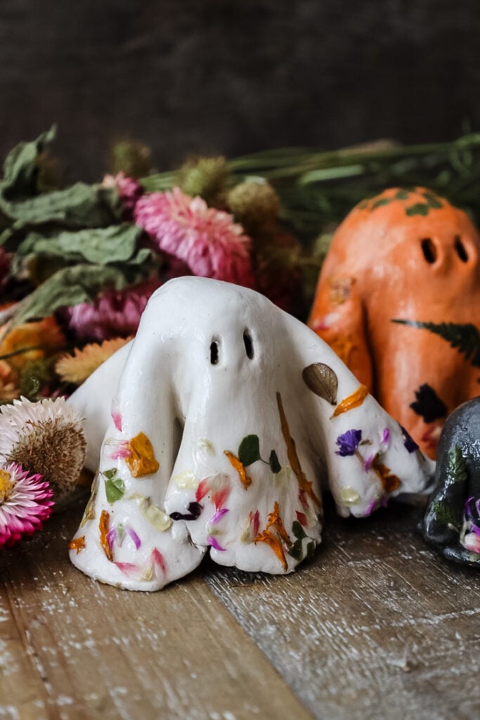 white clay ghost figurine