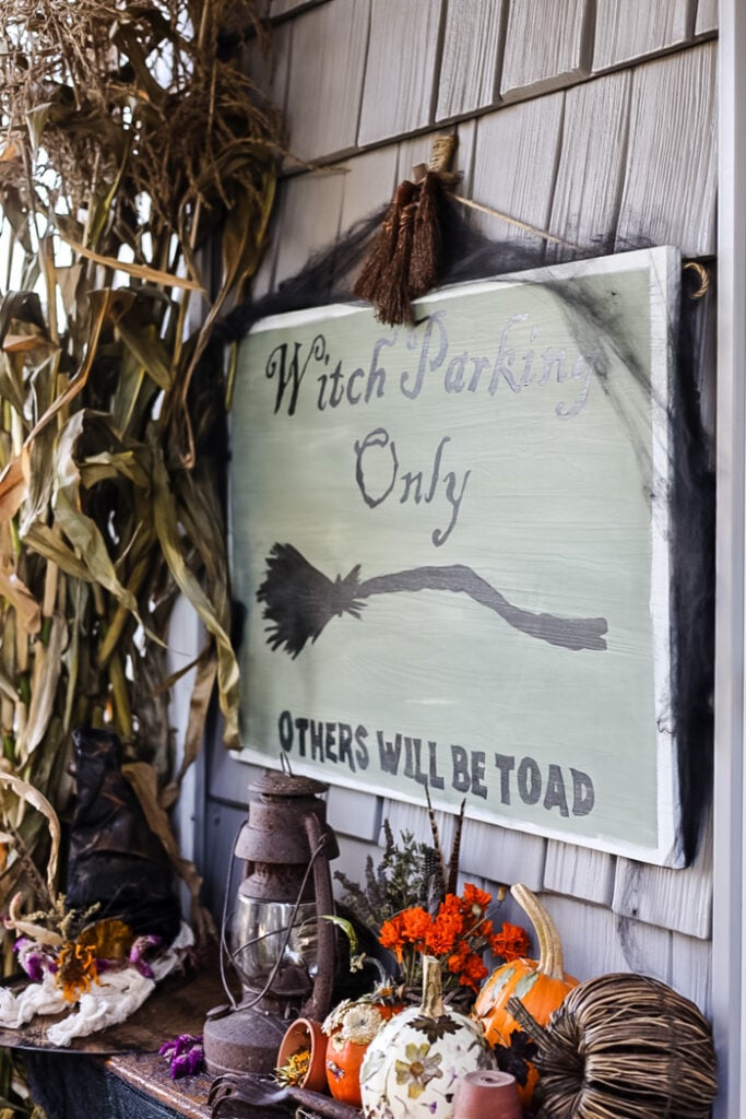Witchy Halloween Porch Sign-hanging