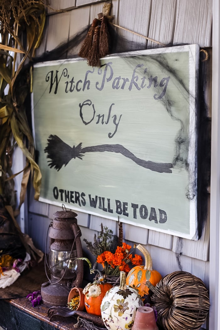 Witchy Halloween Porch Sign-hanging