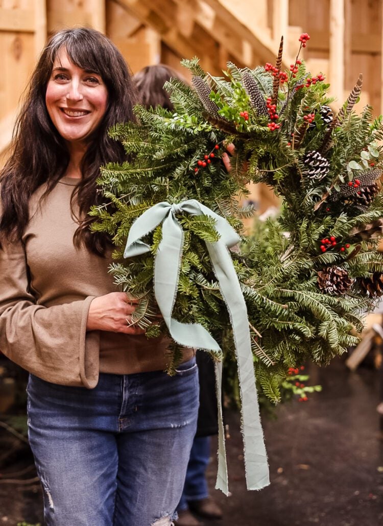 asymmetrical wreath made a wreath party