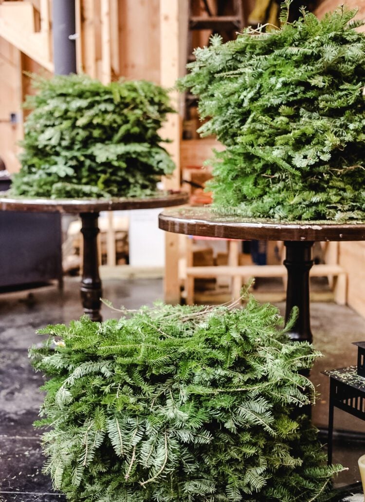 stack of fresh wreaths